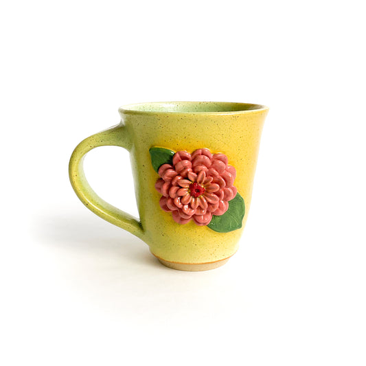 Zinnia Hand Sculpted Stoneware Mug   11 oz