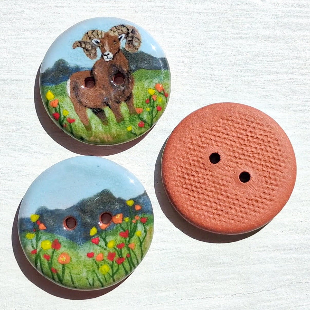‘Rocky Mountain Bighorn Sheep’ 1-1/16” one-of-a-kind 3-pack