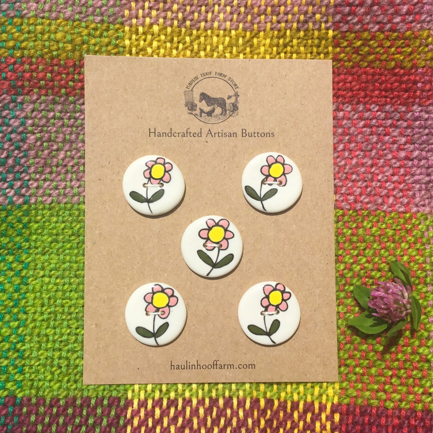 Swaying Flowers Porcelain Button Set - 1”