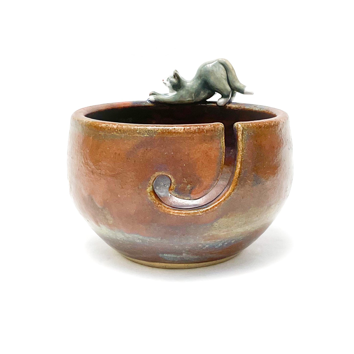 Stretching Cat Yarn Bowl