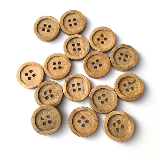 Four Hole Inset Button - Grayed Ash Wood  1"