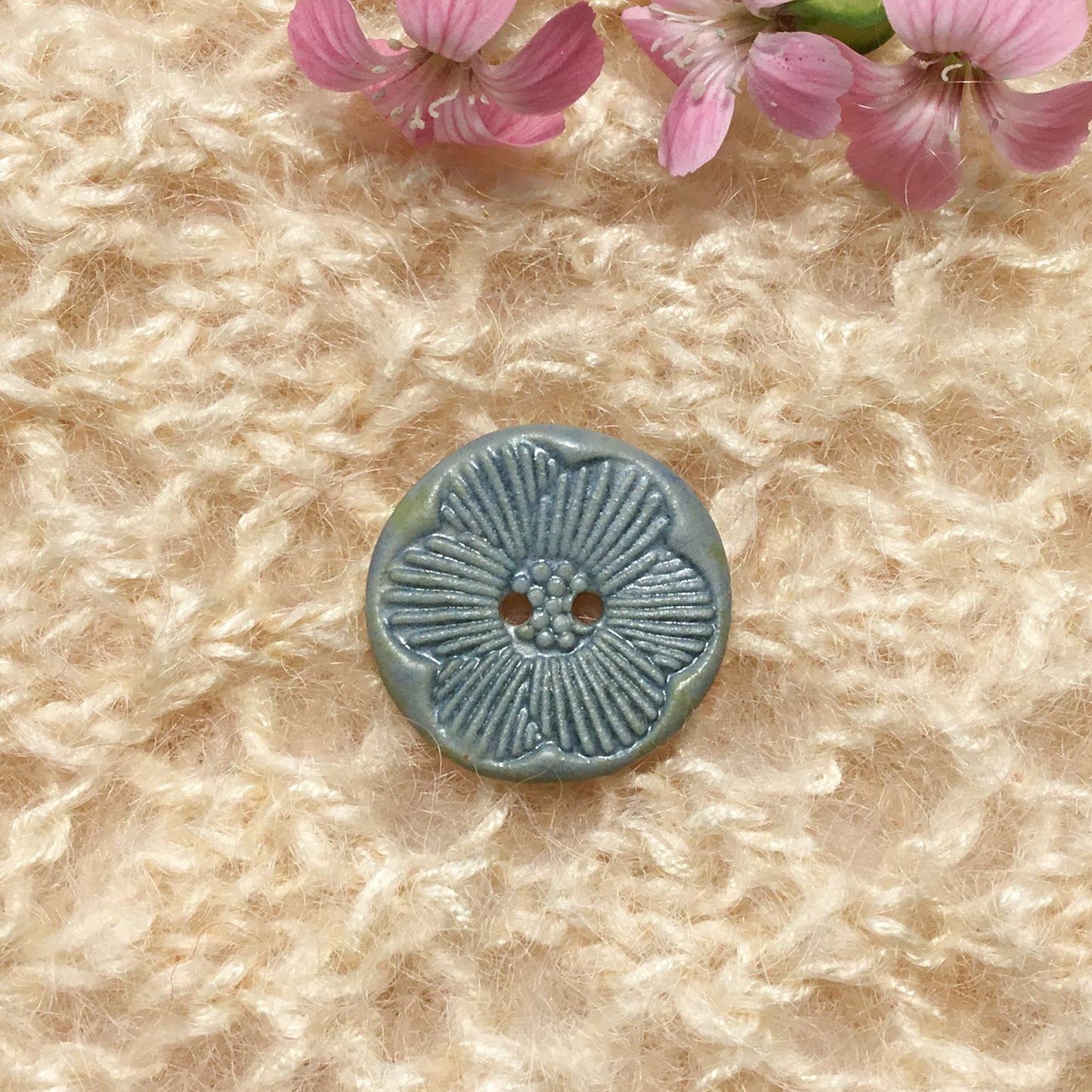 ‘Pressed Flowers’ Porcelain Button  7/8"