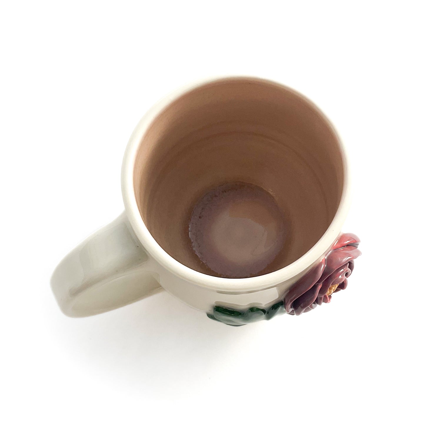 Peony Hand Sculpted Porcelain Mug   12 oz