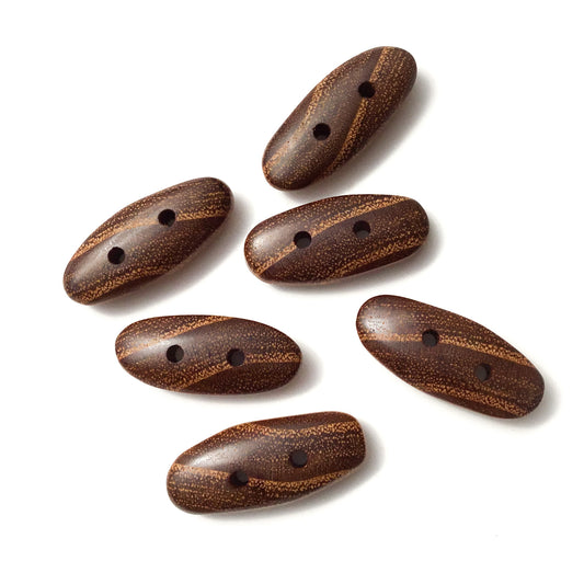 Polished Black Locust Toggle Buttons 5/8" x 1-7/16"  6-Pack
