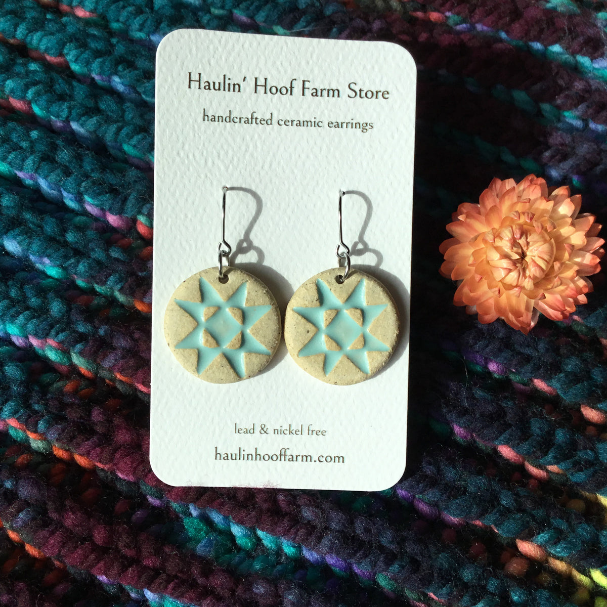 Rustic Ohio Star Stoneware Earrings