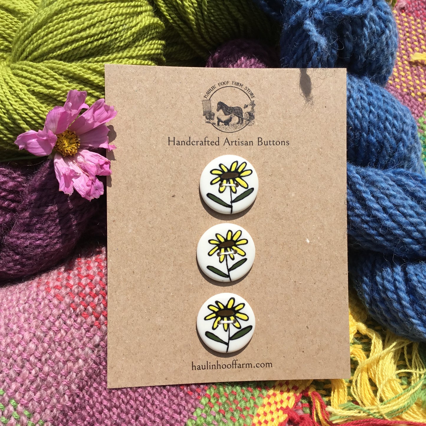 Black-Eyed Susans Porcelain Button Set - 1”