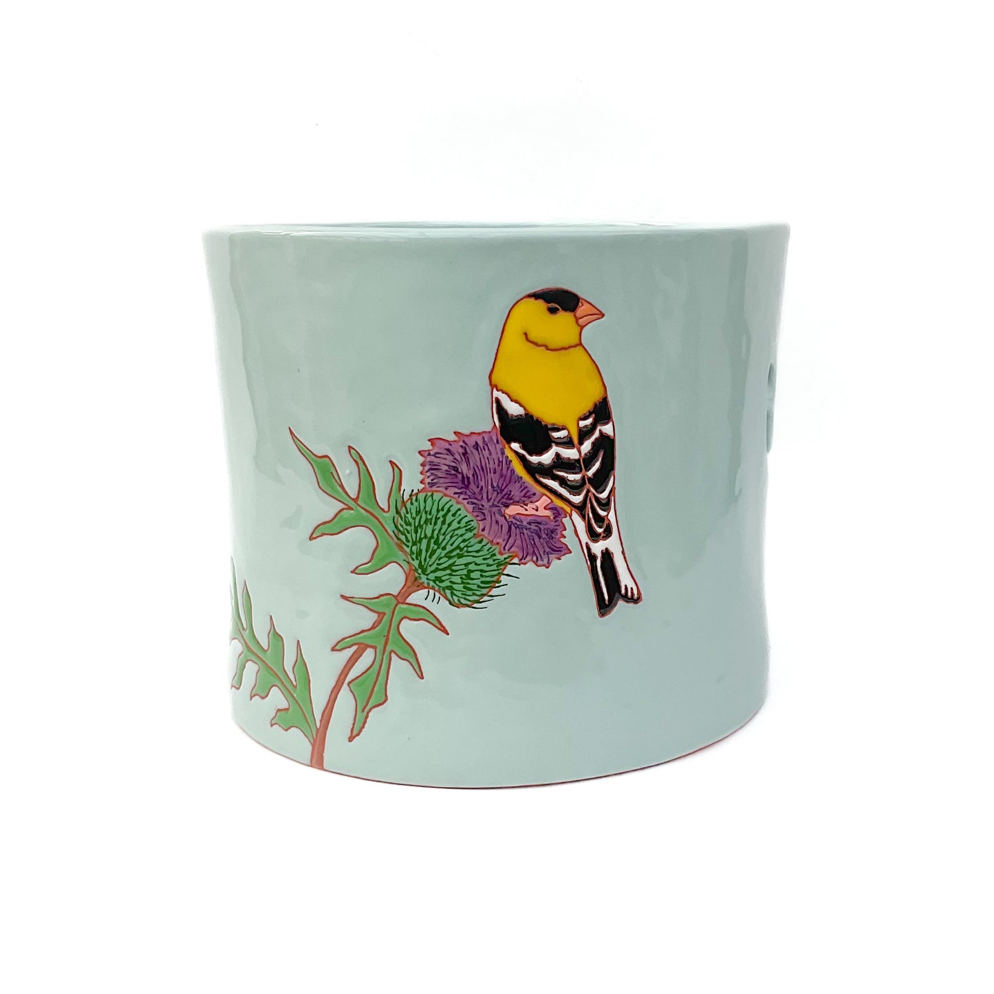 Gold Finch Yarn Bowl - Ceramic Yarn Bowl