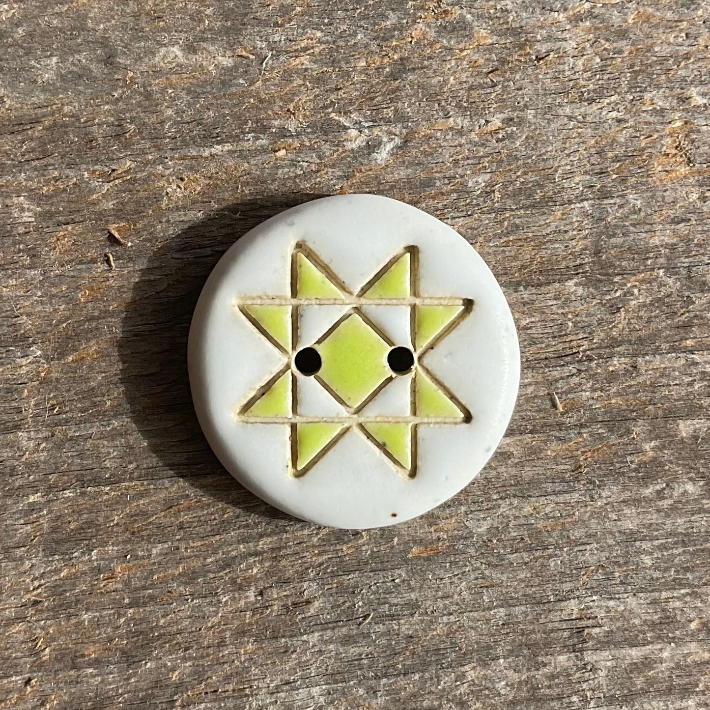 Ohio Star Quilt Block Stoneware Button  ‘Solid Mattes’  7/8”