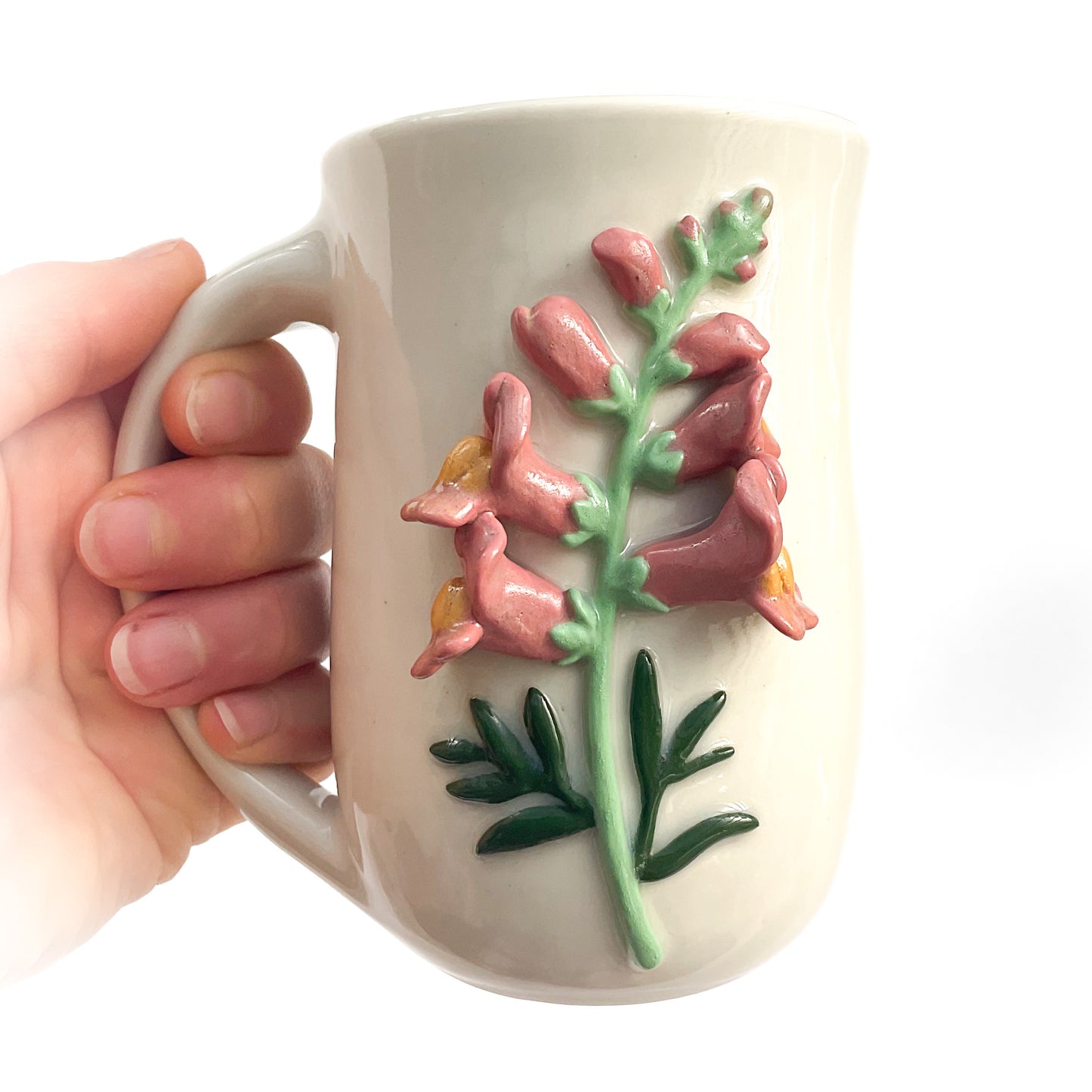 Snapdragon Hand Sculpted Porcelain Mug 10 oz