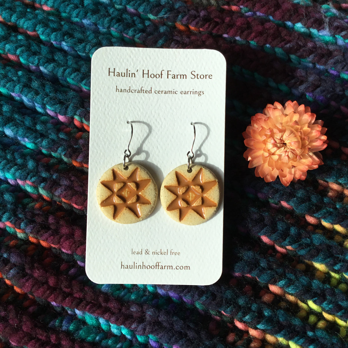 Rustic Ohio Star Stoneware Earrings
