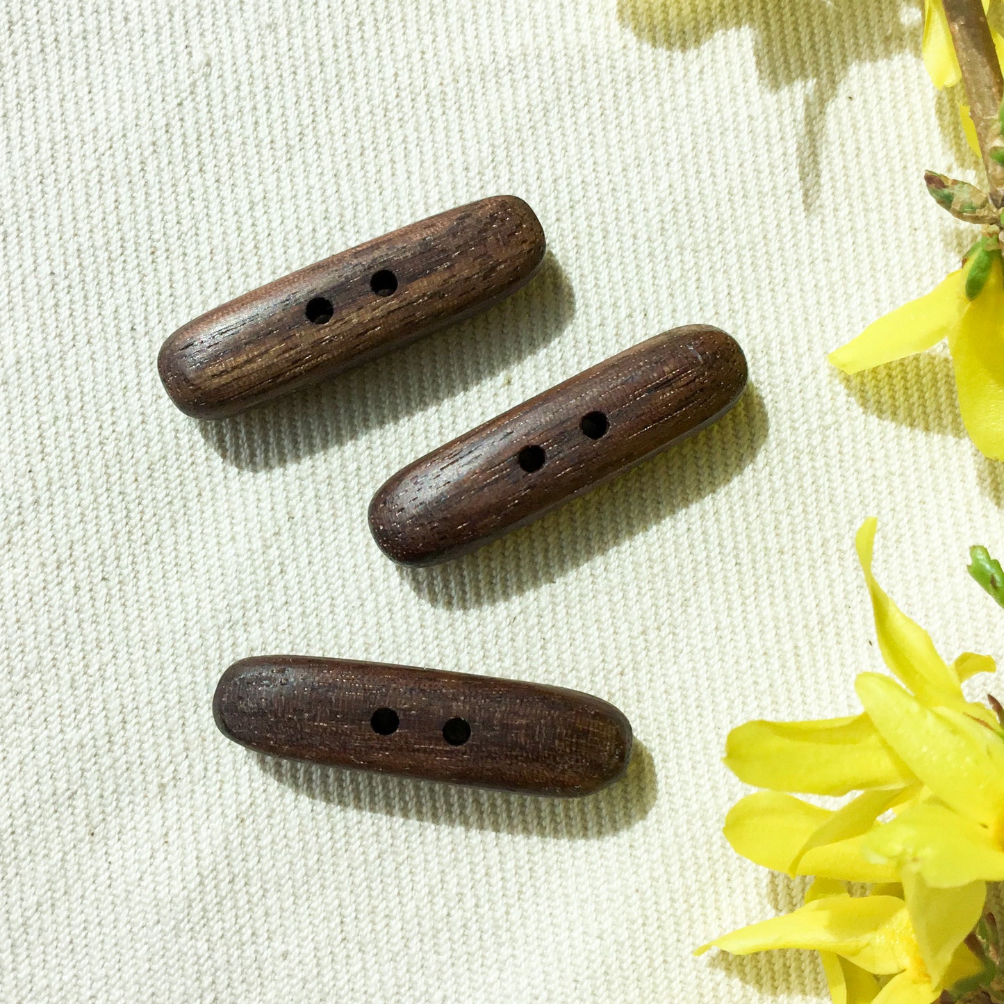Polished Black Walnut Wood Toggle Buttons