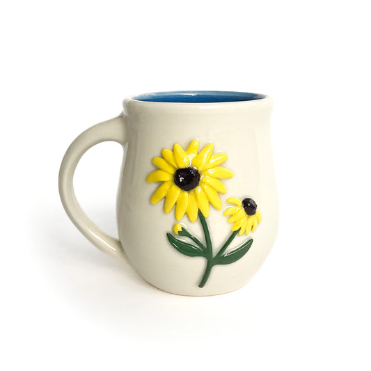 Black Eyed Susan Hand Sculpted Porcelain Mug 10 oz