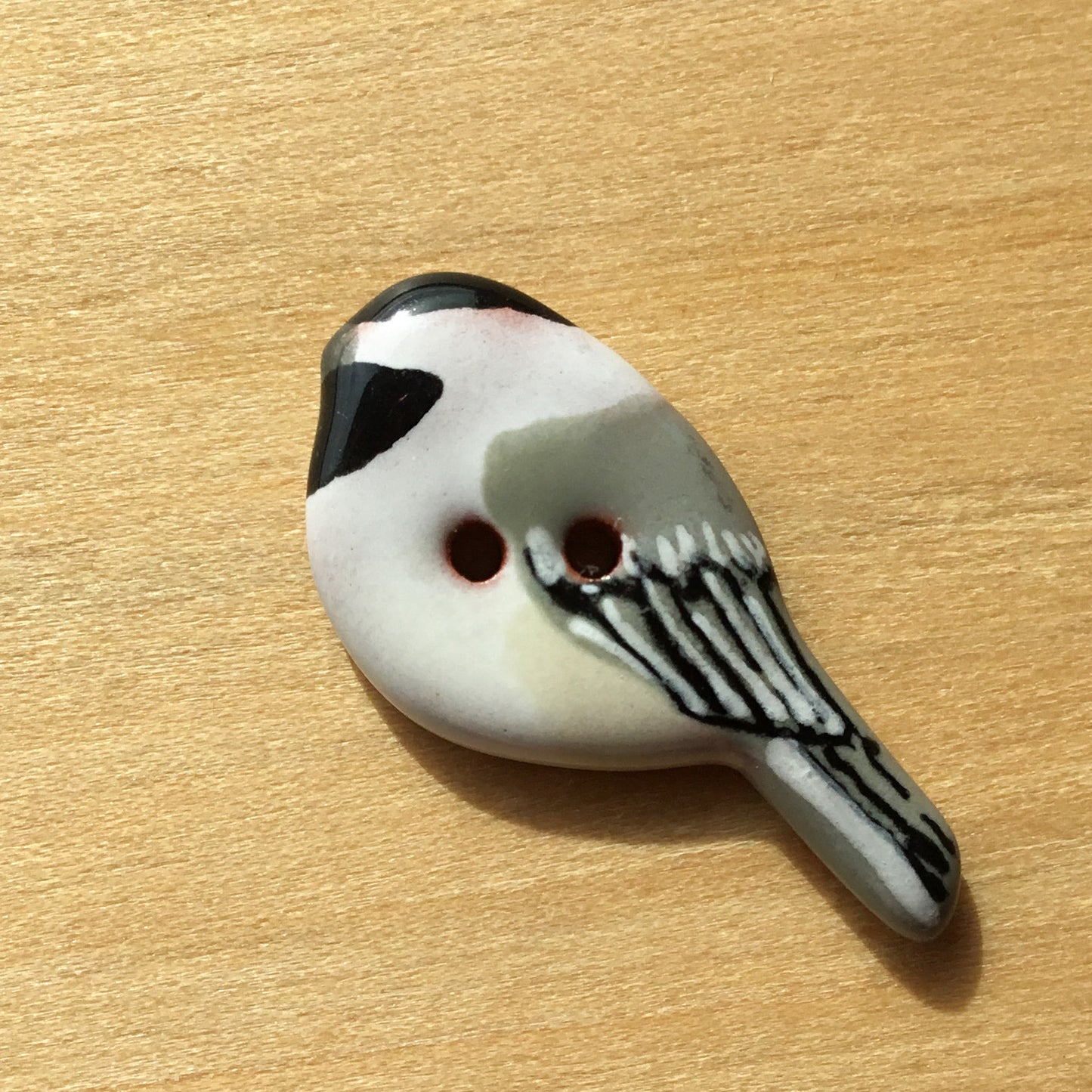 New! Ceramic Perching Songbird Button 1/2” x 1-1/8"