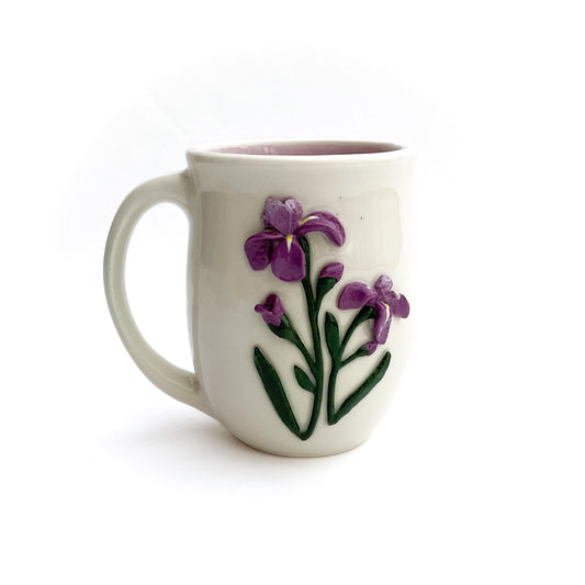 Iris Hand Sculpted Porcelain Mug 11 oz