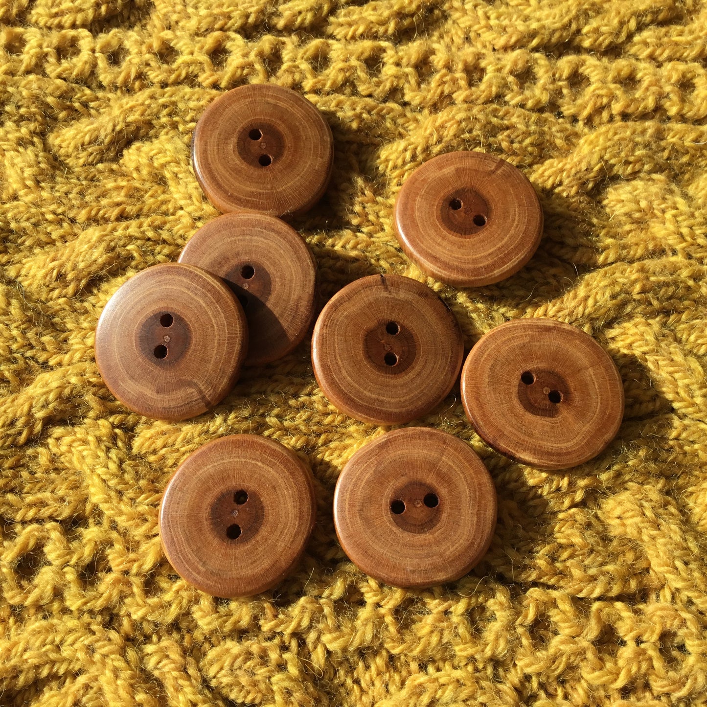 Polished Cherry Wood Cross-section Buttons  1-1/8”