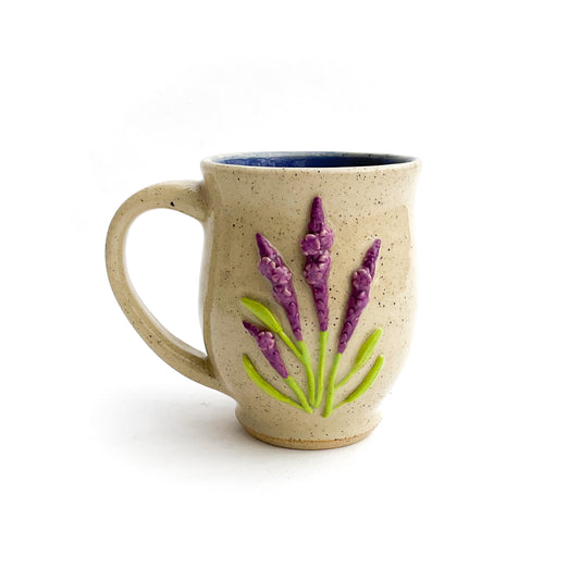 Lavender Hand Sculpted Stoneware Mug 10 oz