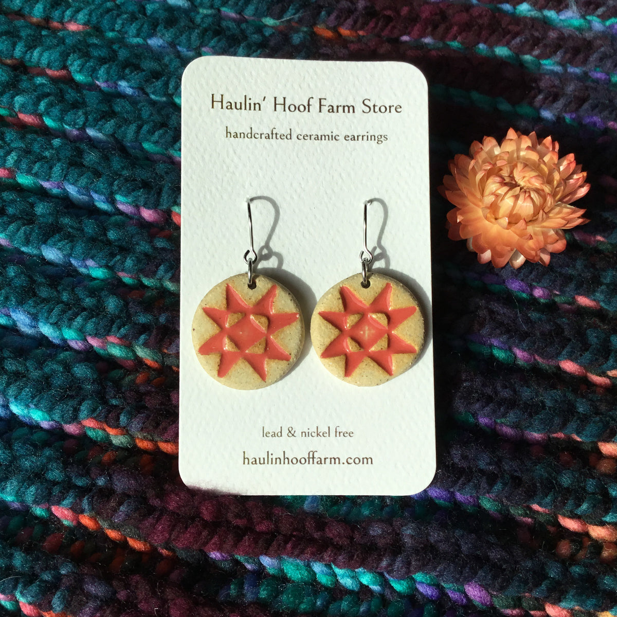 Rustic Ohio Star Stoneware Earrings