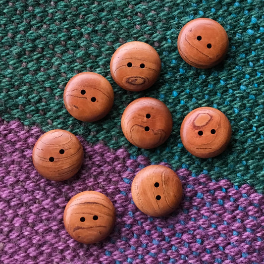 Mineral Streaked Polished Cherry Wood Buttons  1" - 8 Pack
