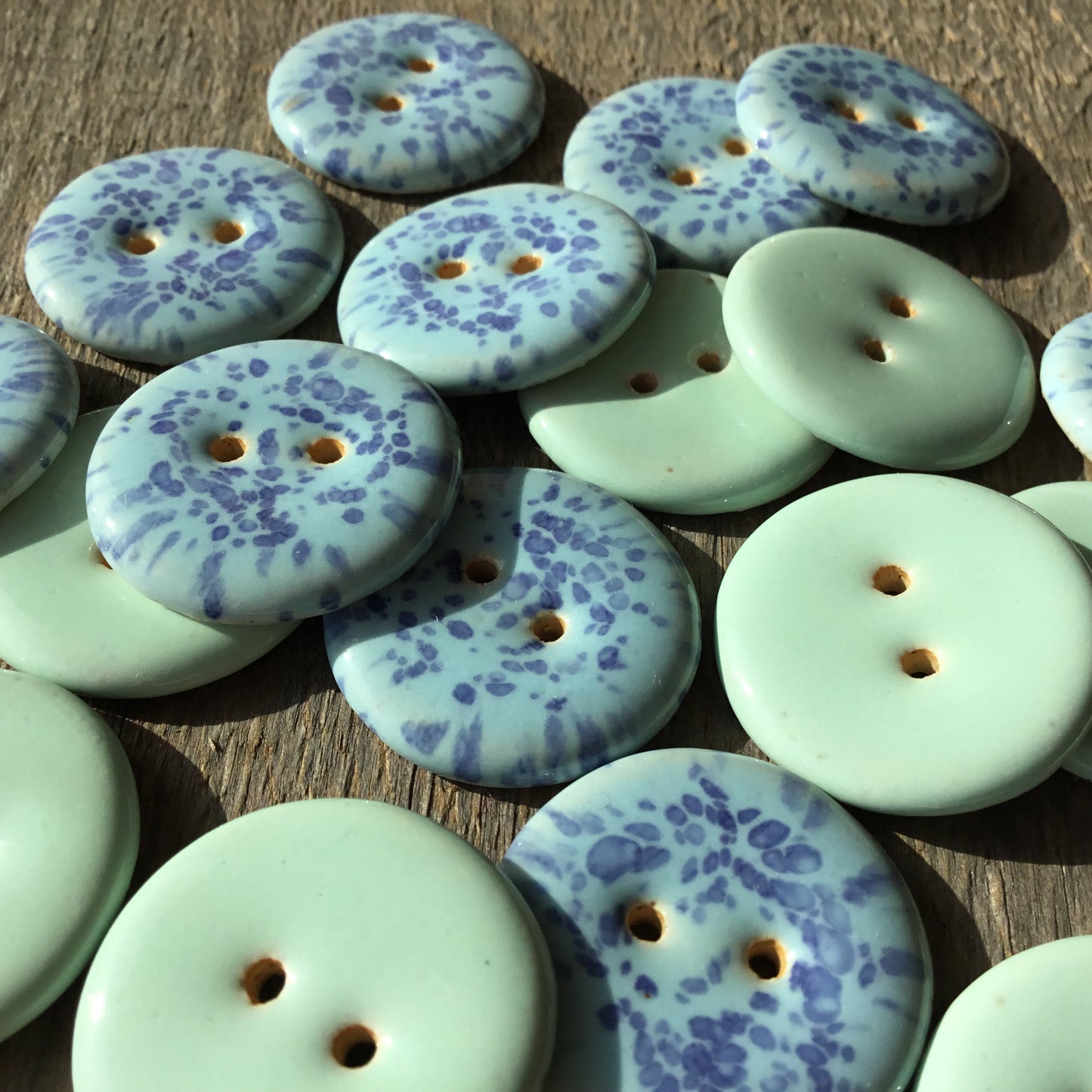 ‘Shades of Blue’ Stoneware Buttons  1-1/16"