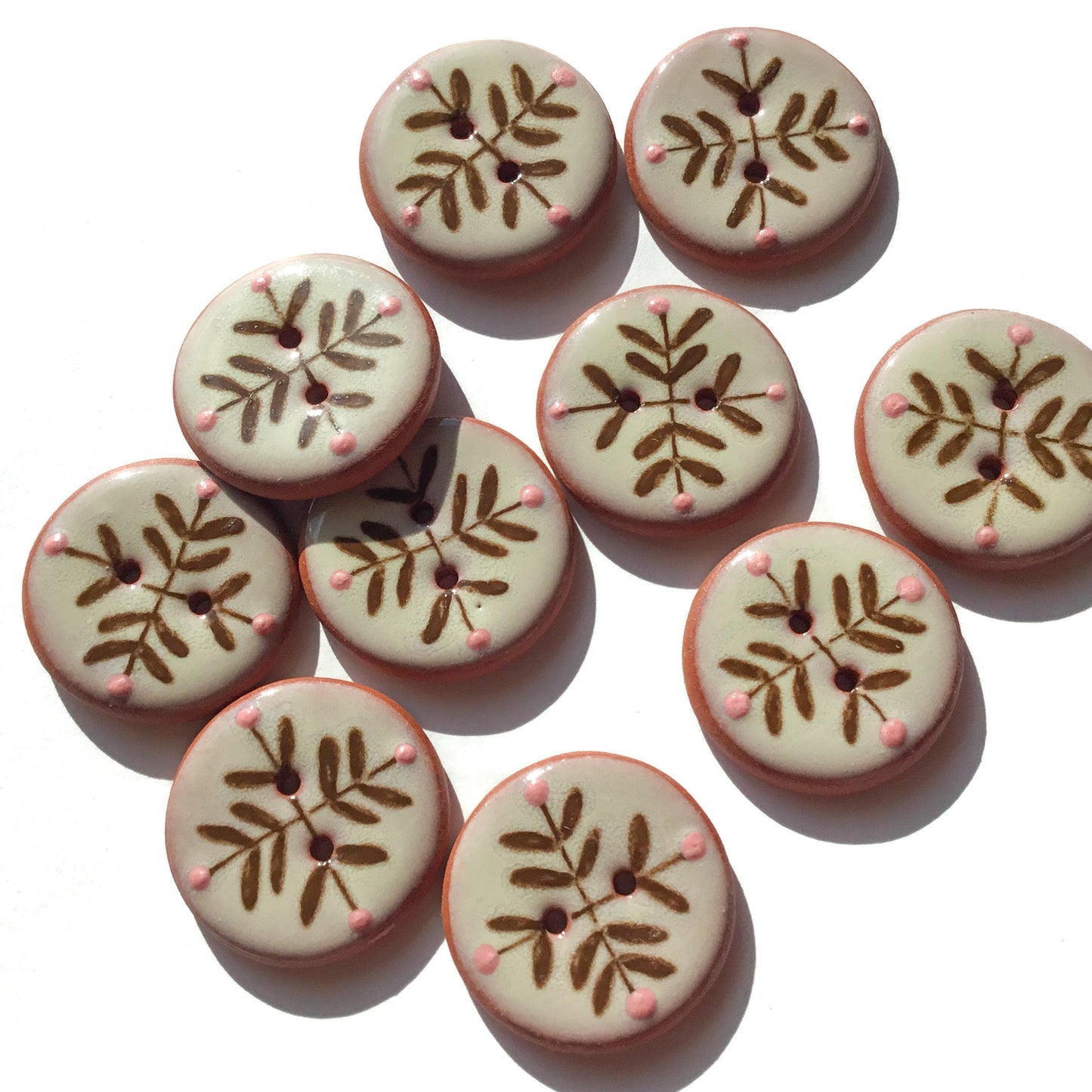 ‘Bud & Vine’ Ceramic Button  7/8"