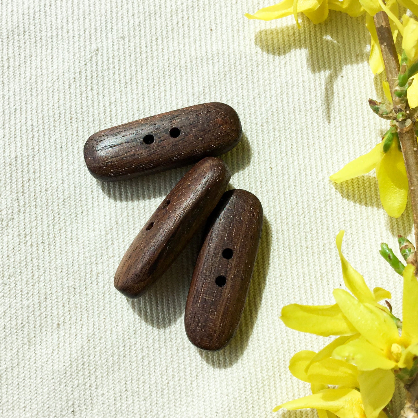 Polished Black Walnut Wood Toggle Buttons