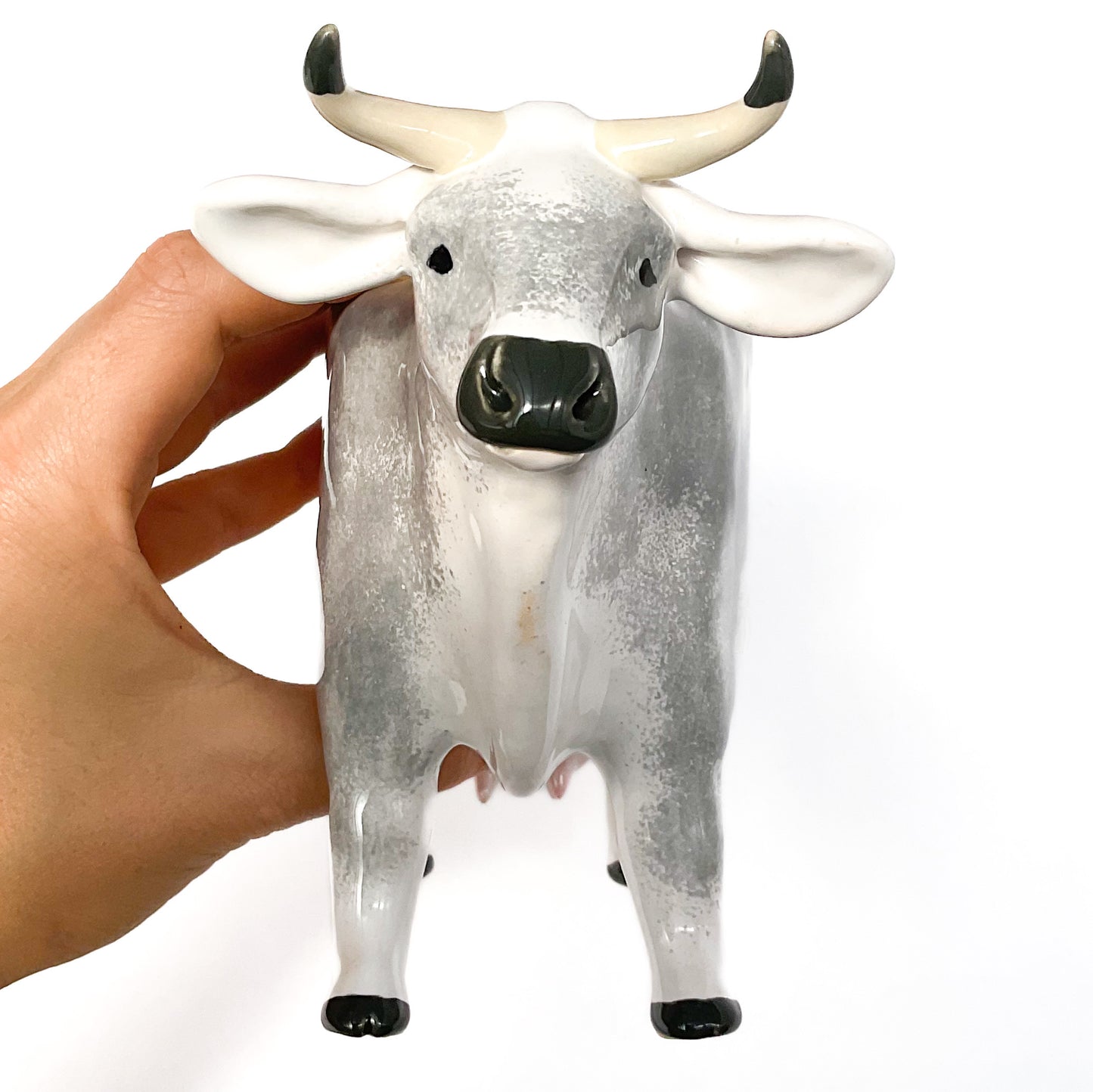 Gray & White Brown Swiss Cow Pot