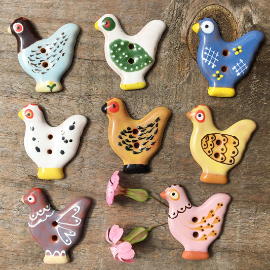 Sitting Pretty Hens Button Collection  1-1/4"