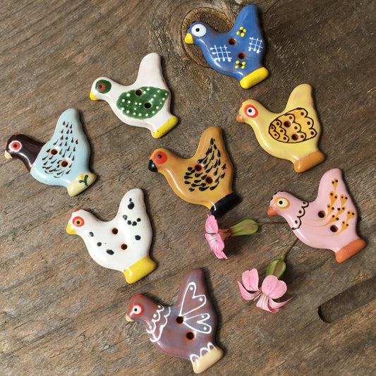 Sitting Pretty Hens Button Collection  1-1/4"
