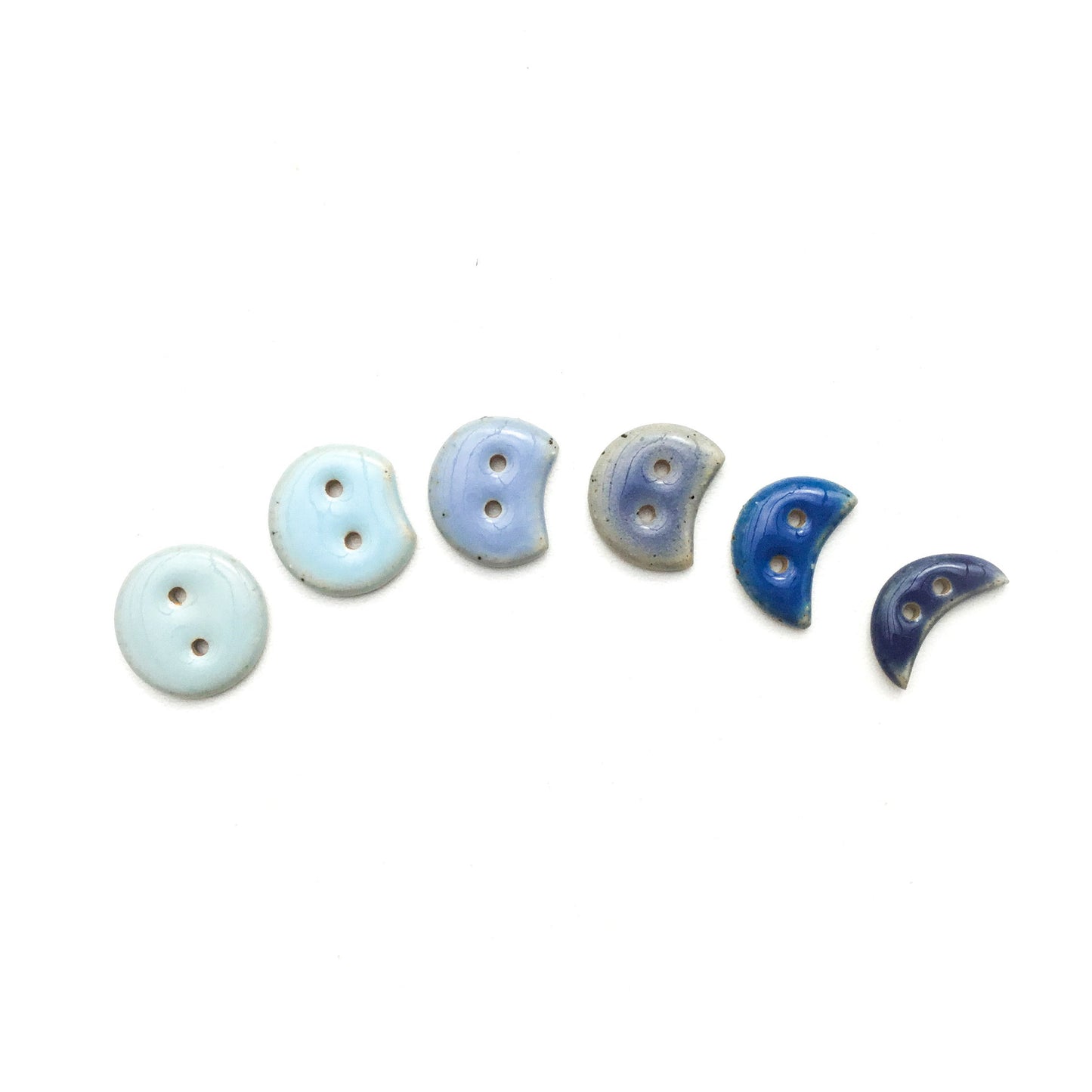 Blue Moon Phase Ceramic Buttons - 3/4" - 6 Pack