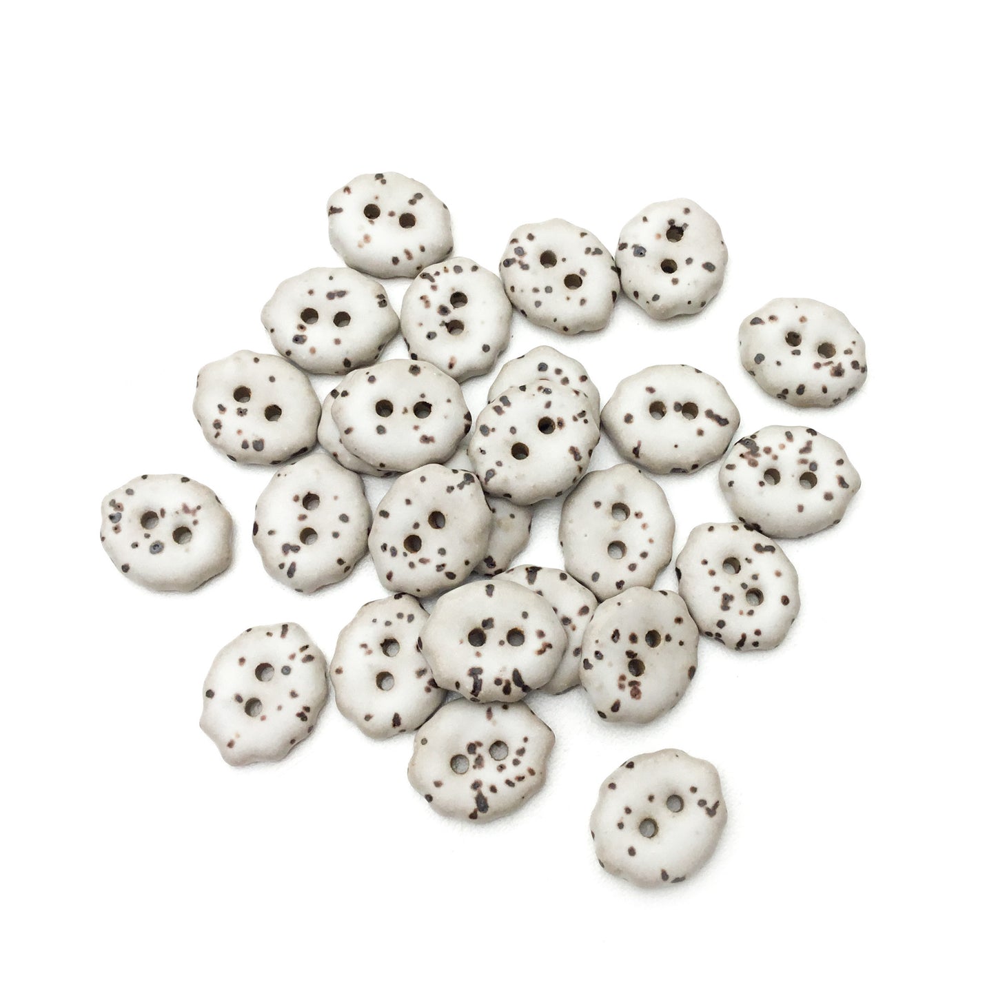 Scalloped Cream Fleck Stoneware Buttons 1/2" x 5/8”