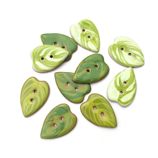 Pothos Leaf Ceramic Buttons  7/8" x 1-1/4"