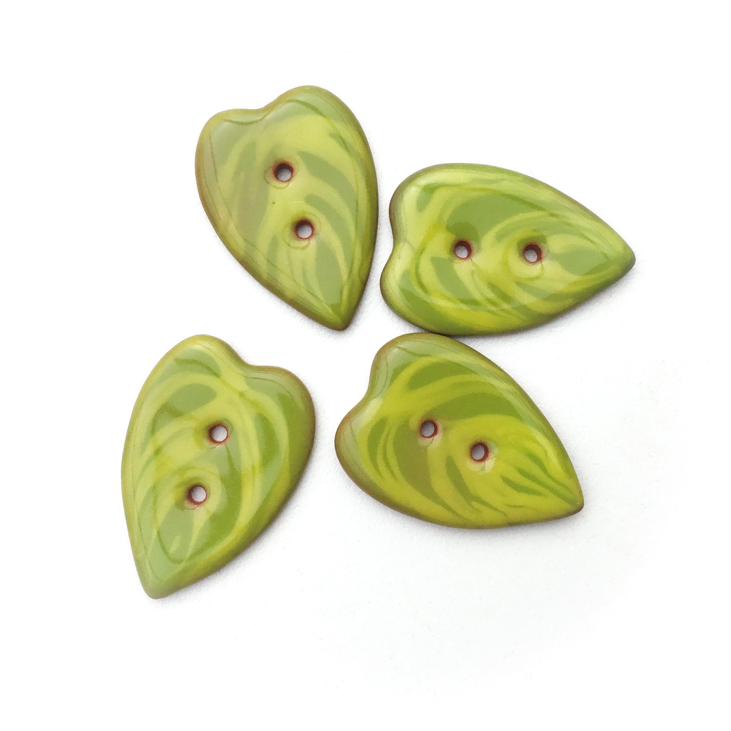 Pothos Leaf Ceramic Buttons  7/8" x 1-1/4"