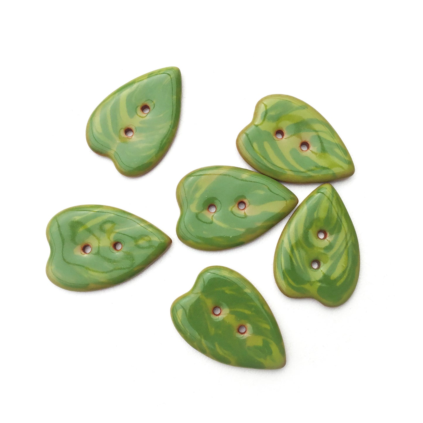 Pothos Leaf Ceramic Buttons  7/8" x 1-1/4"