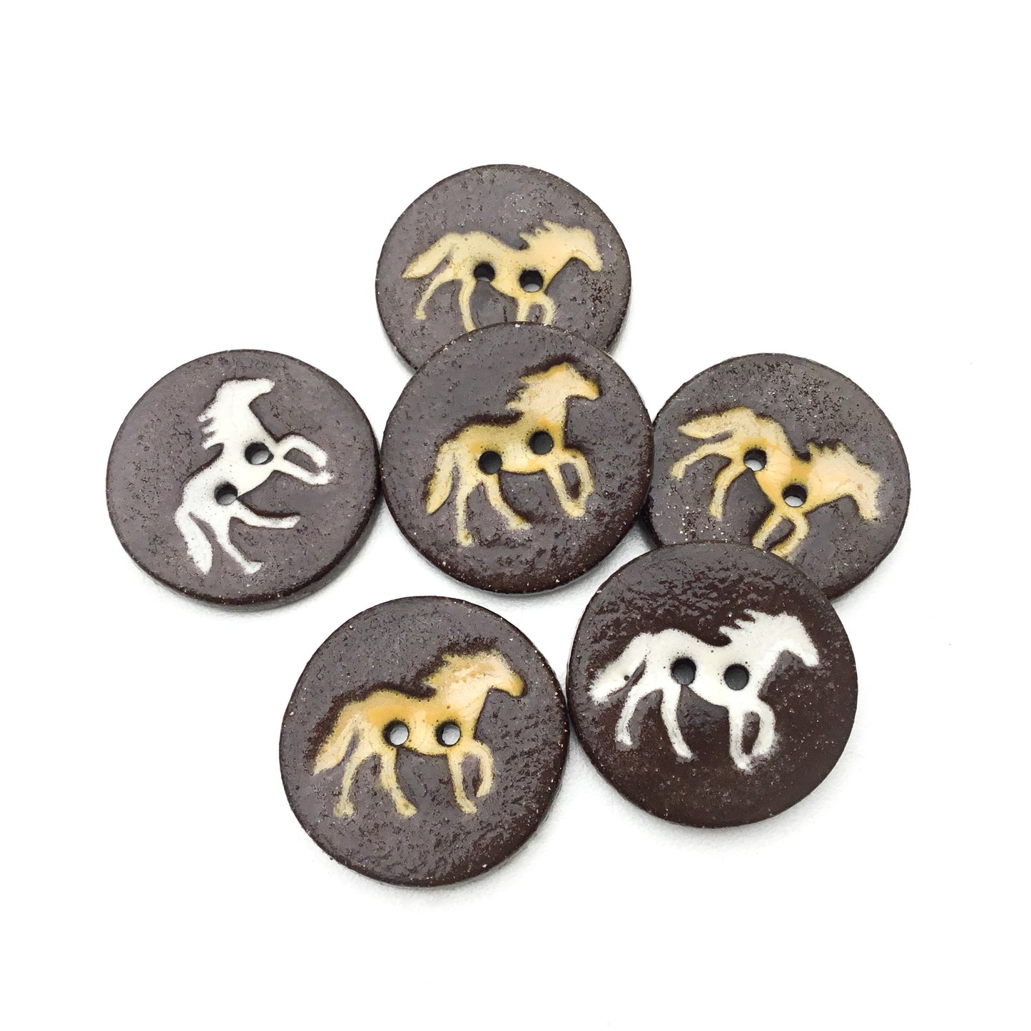 Running Horse Buttons on Black Clay 1-1/16"