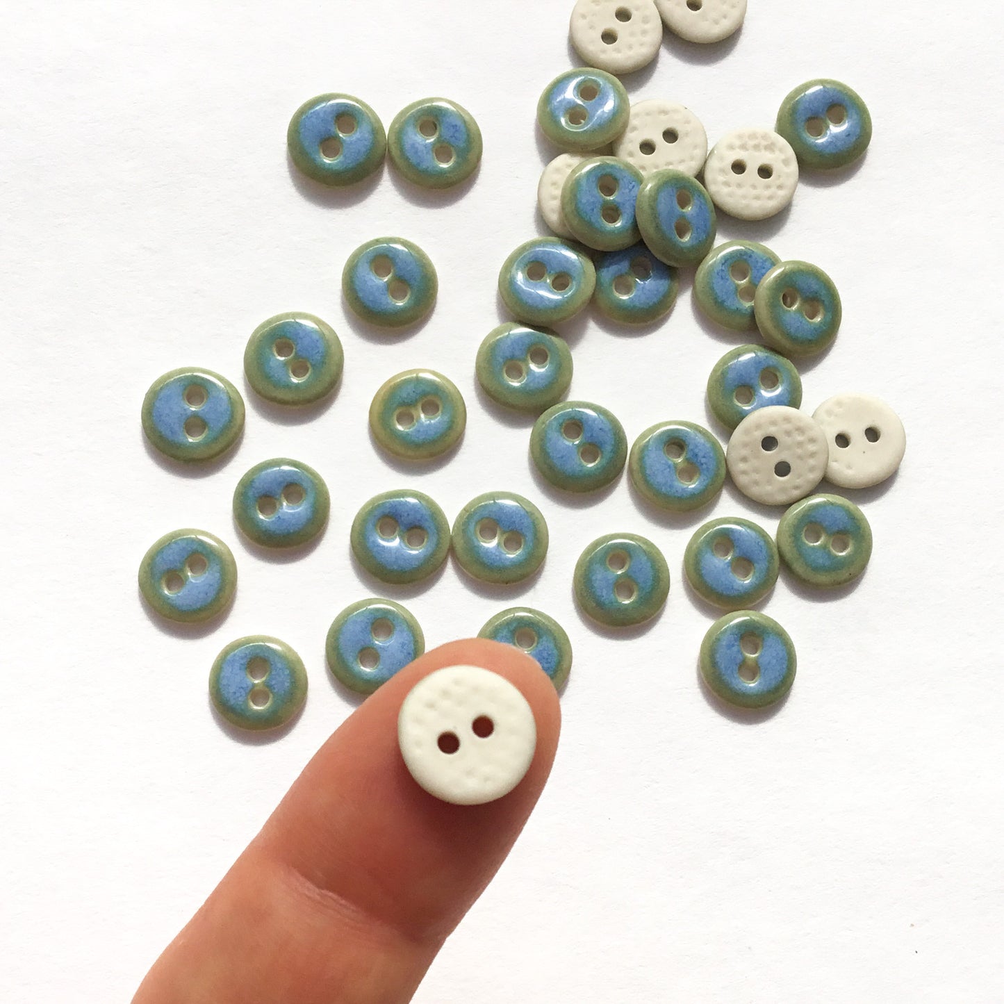 Arctic Blue Porcelain Buttons  7/16"