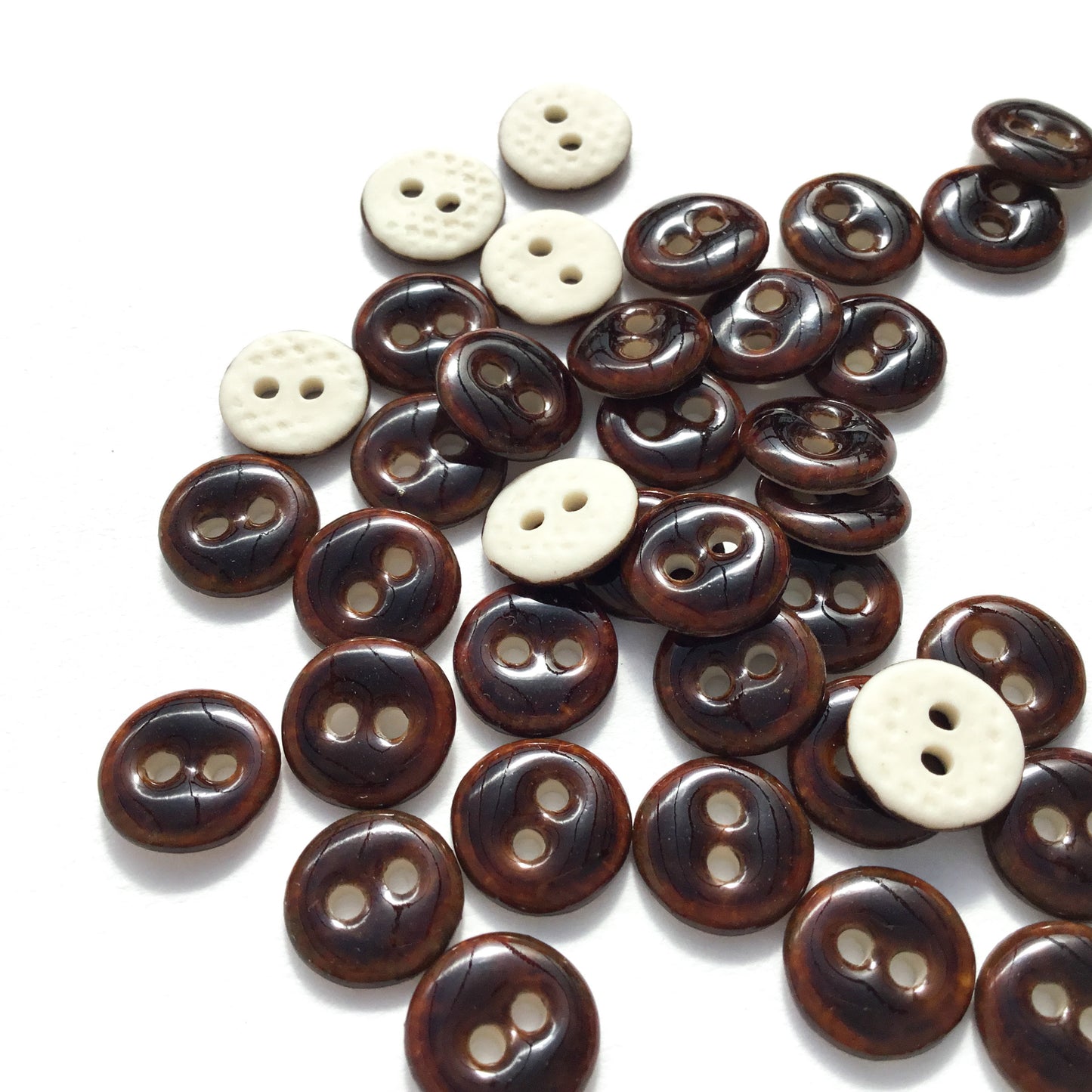 Dark Amber Brown Porcelain Buttons  7/16"