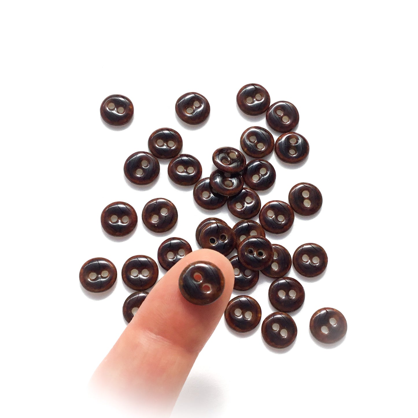 Dark Amber Brown Porcelain Buttons  7/16"