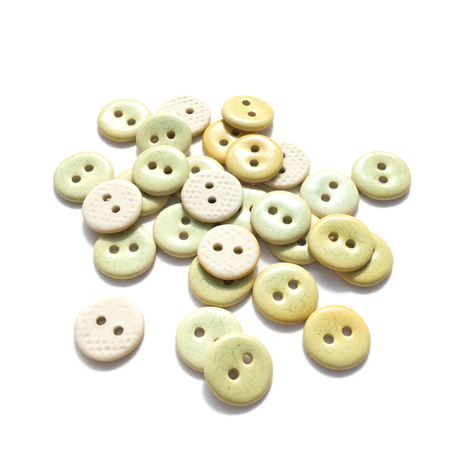 Gold & Honeydew Green Porcelain Buttons  1/2"