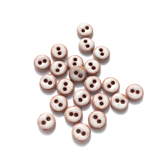 White & Peach Fleck Ceramic Buttons  3/8"