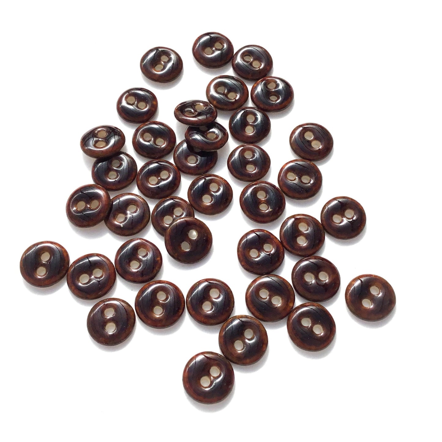 Dark Amber Brown Porcelain Buttons  7/16"