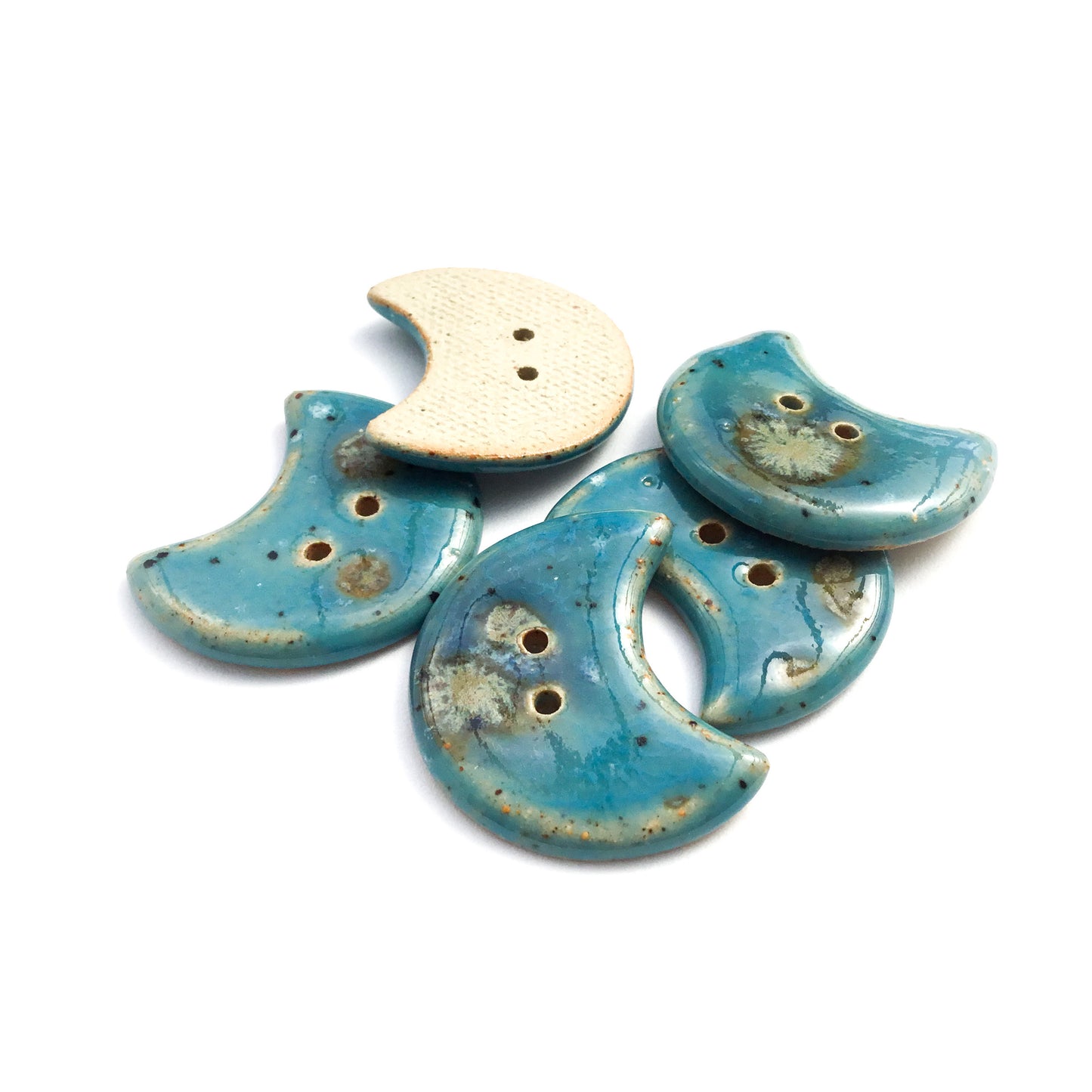 Blue Moon Crescent Stoneware Buttons 1-1/4"