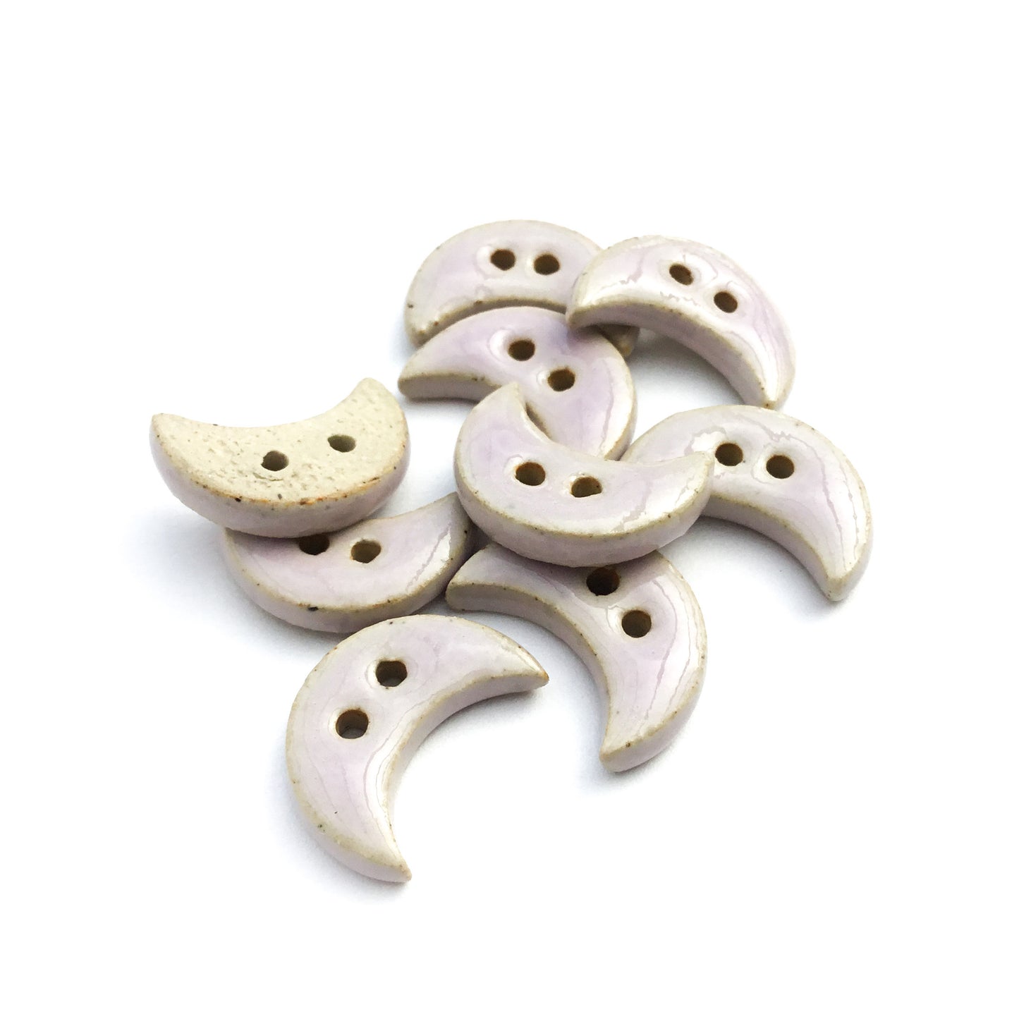 Light Purple Moon Crescent Stoneware Buttons 3/4"