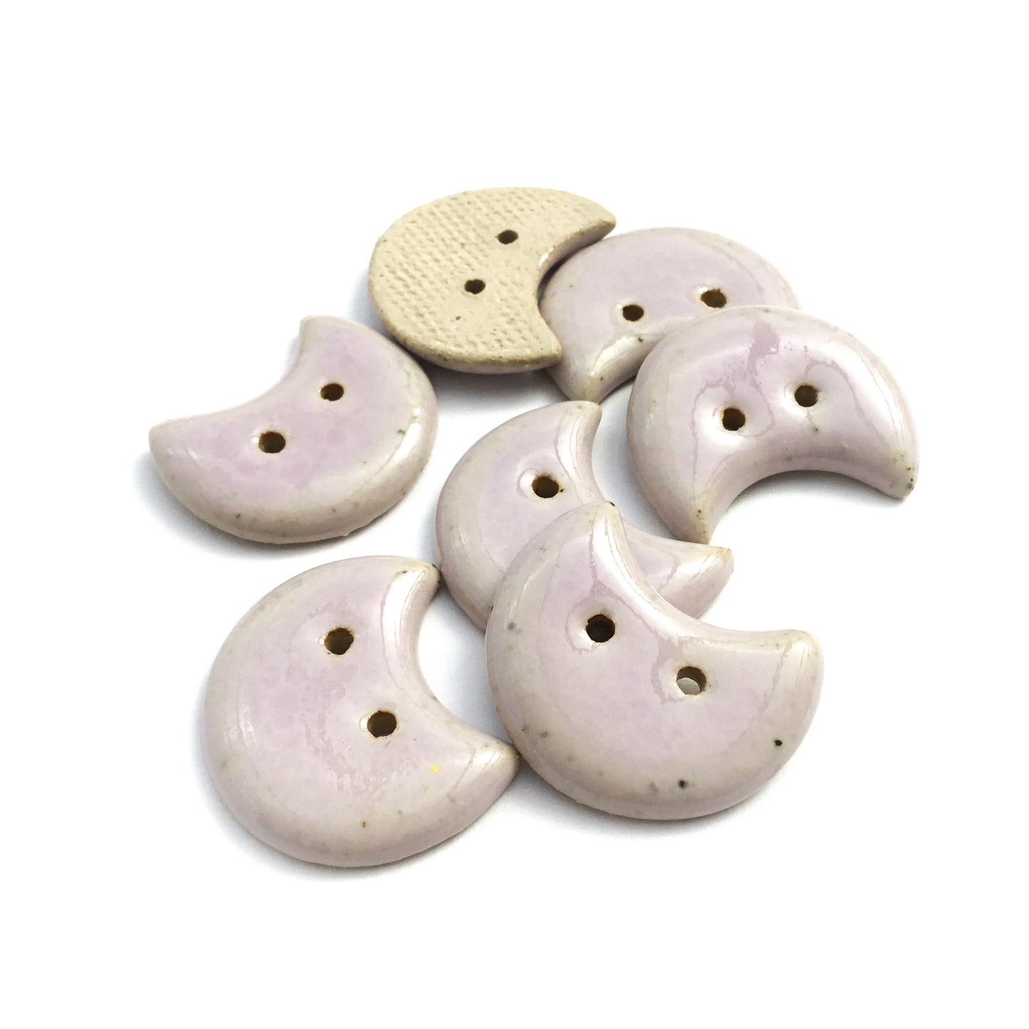 Light Purple Moon Crescent Stoneware Buttons 1"