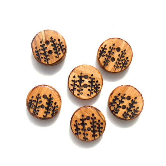 'Perennial Garden' Wood Burned Buttons  7/8”