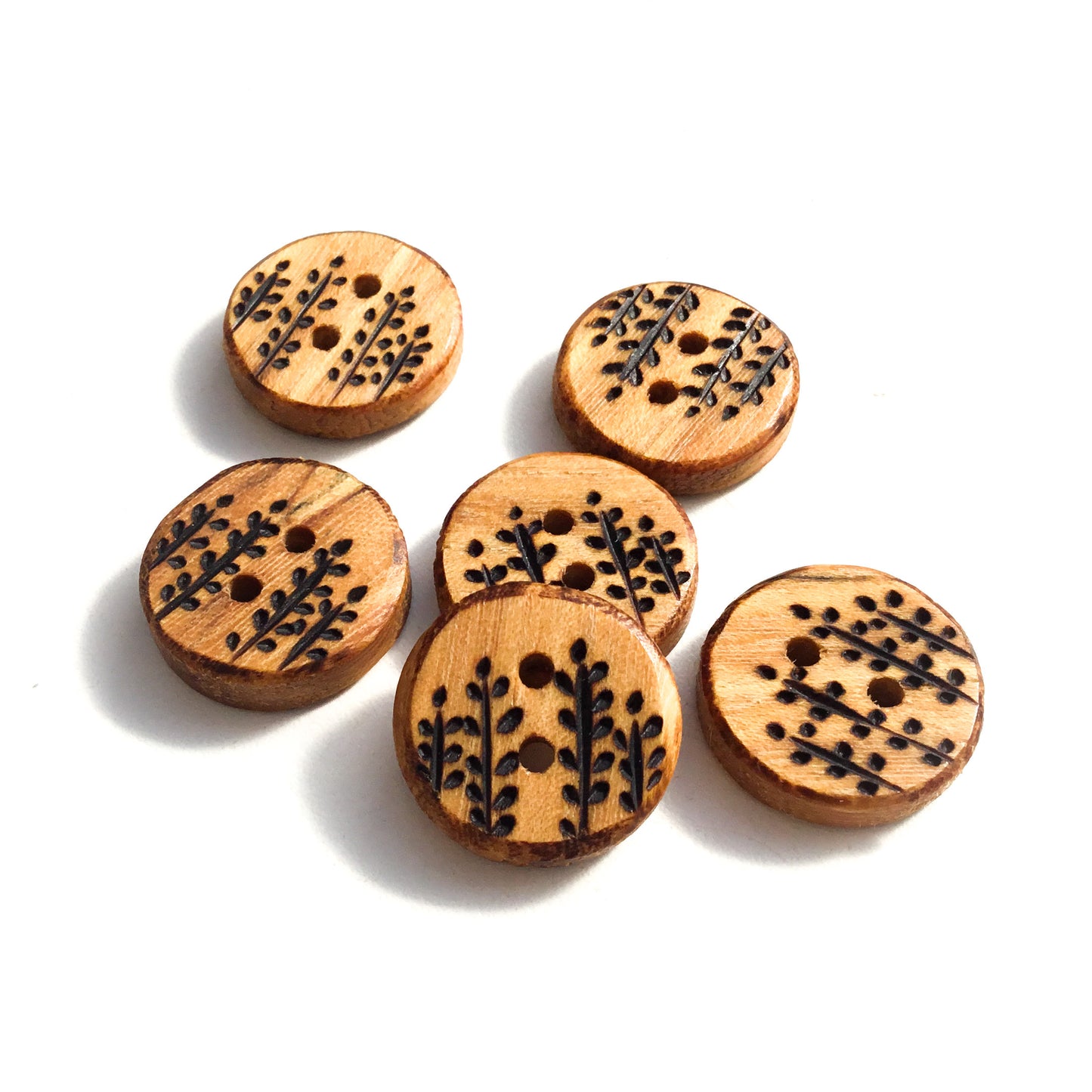 'Perennial Garden' Wood Burned Buttons  7/8”