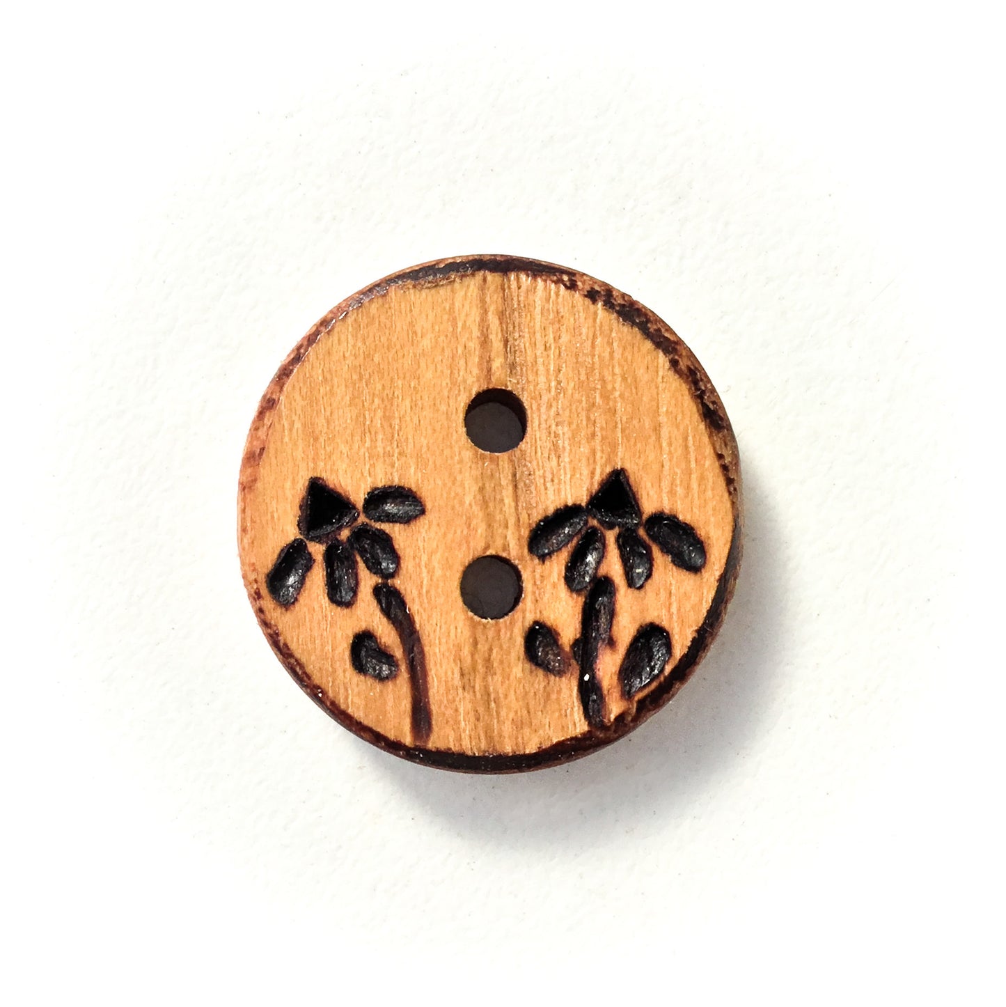 'Coneflower' Wood Burned Buttons  7/8”