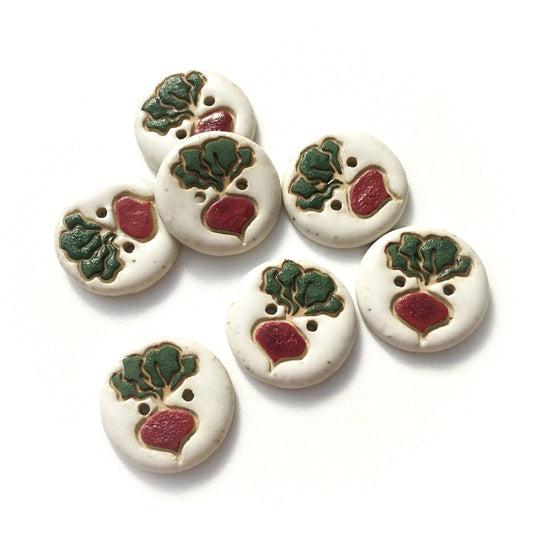 Matte White Garden Beet Stoneware Button  7/8"