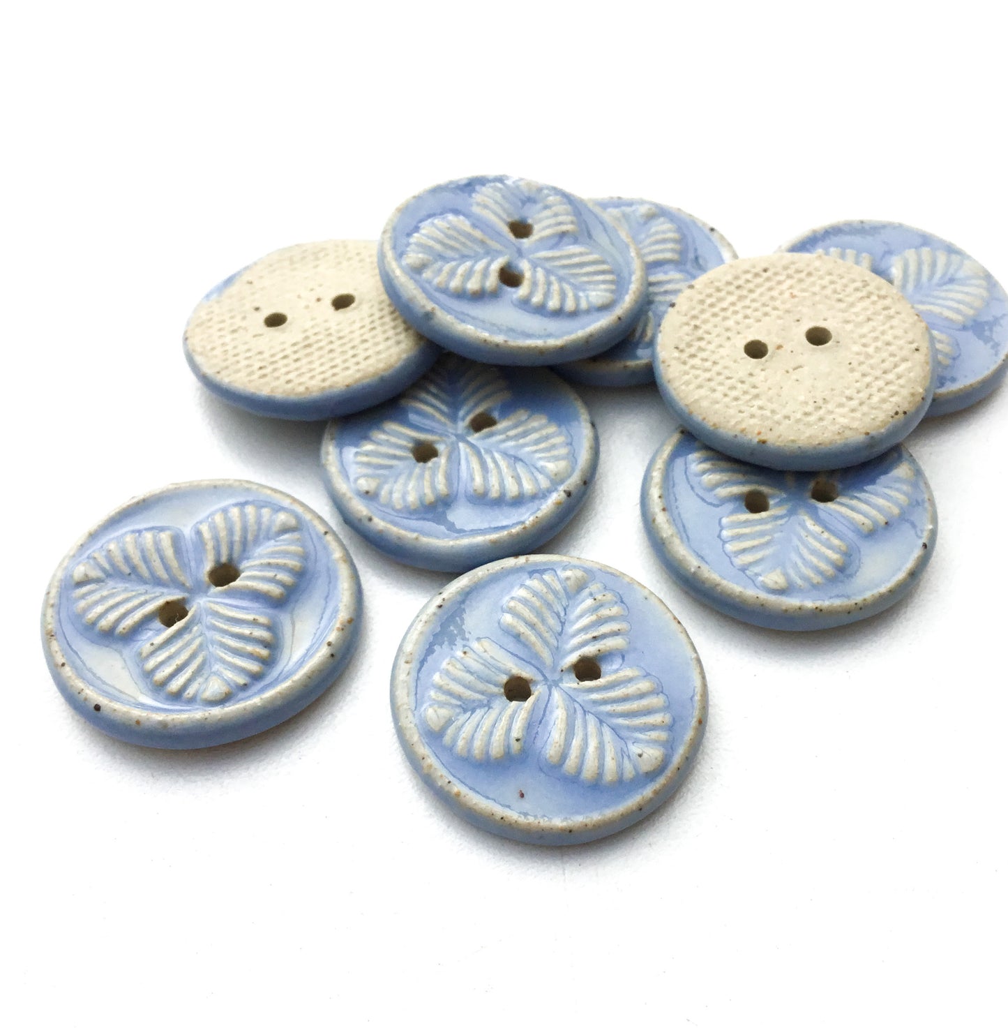 Periwinkle 'Trifolium' Stoneware Button  7/8"