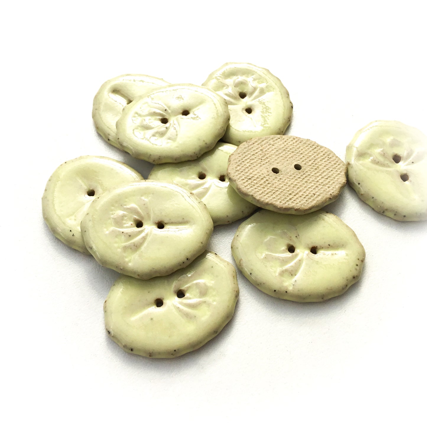 Creamy Yellow 'Umbel' Stoneware Button 1" x 1-1/4"