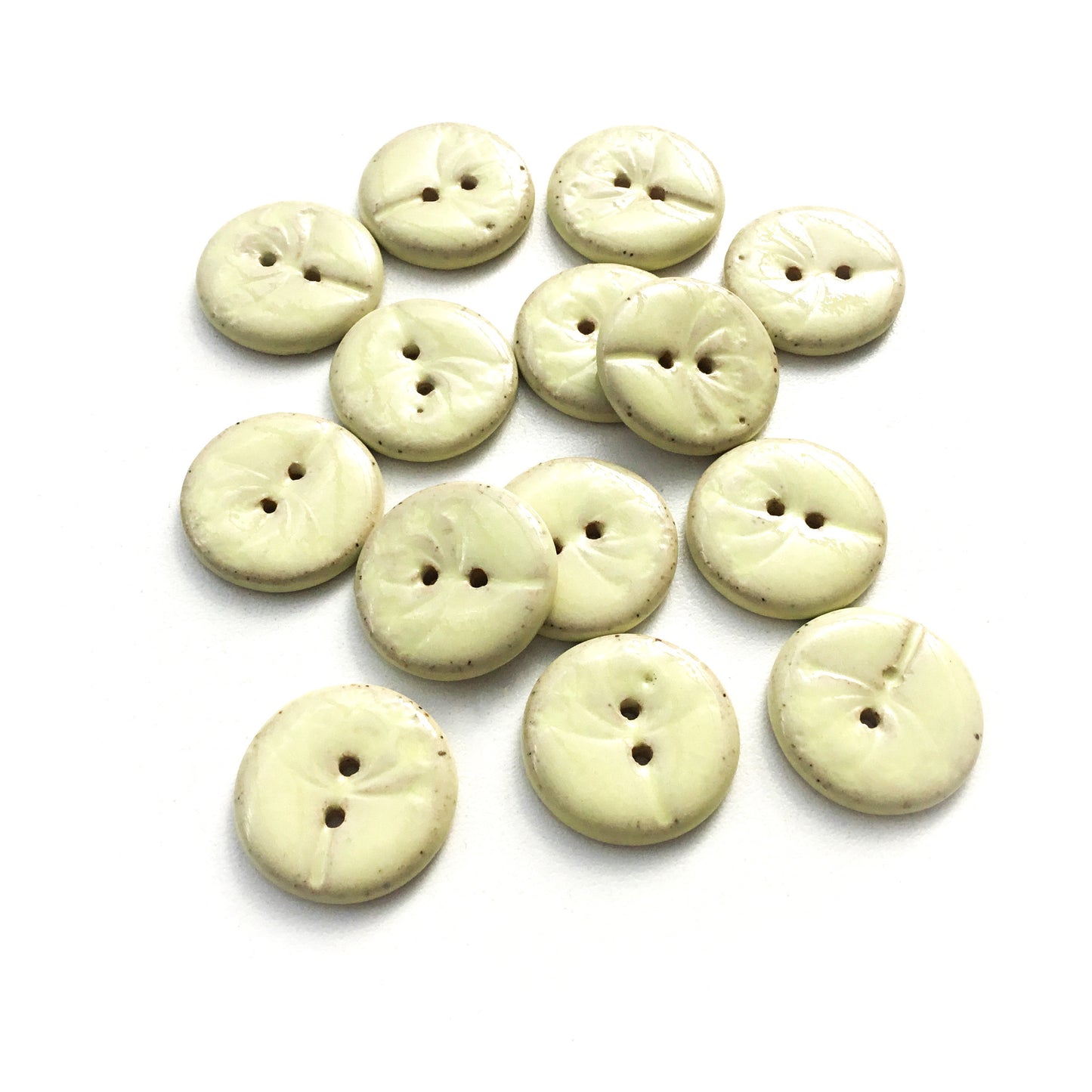 Creamy Yellow 'Umbel' Stoneware Button  7/8"